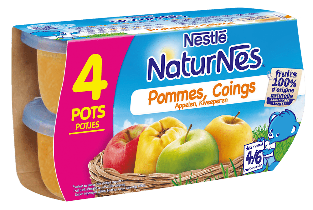 NESTLE NATURNES Compotes Bébé Fruits du Verger + Pommes Coings 8x130g -  1040 g