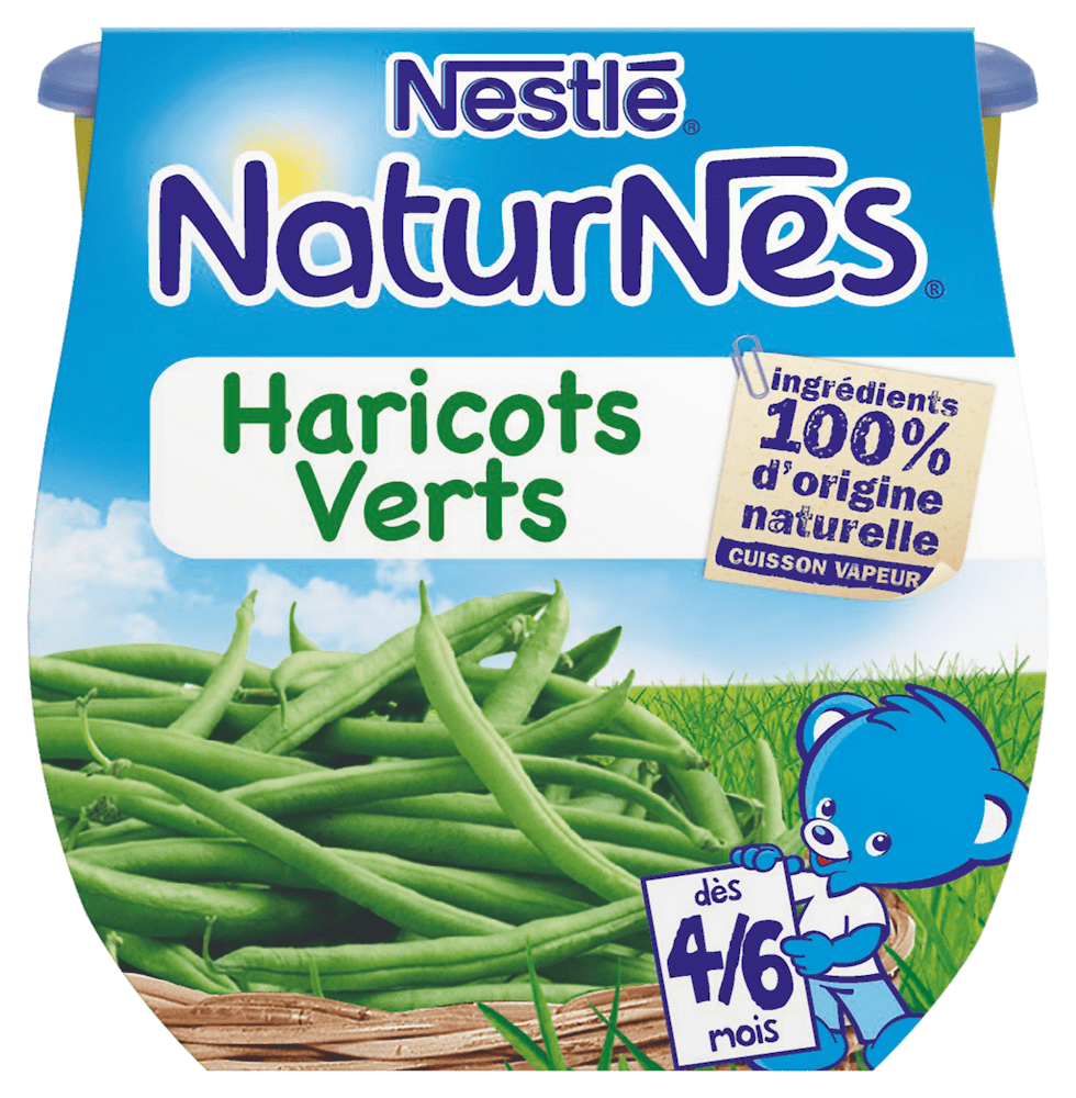 NESTLE NATURNES Petits pots bébé Haricot Vert - 4x130g - Dès 4/6