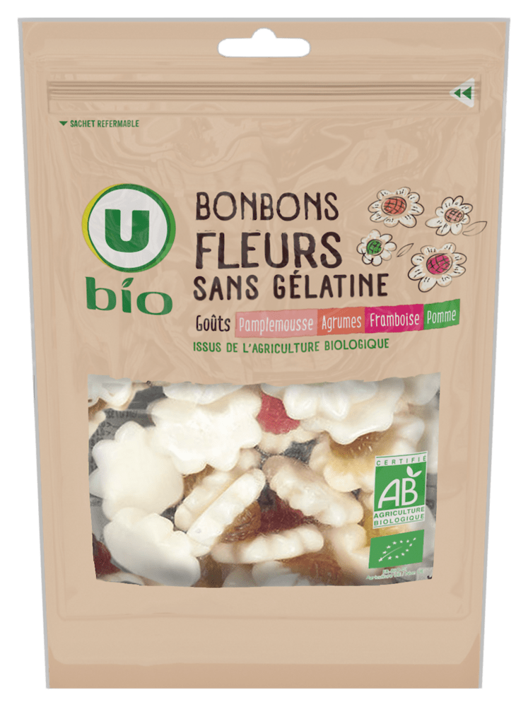 Bonbons ptits fruits sans gélatine - U Bio - 120 g
